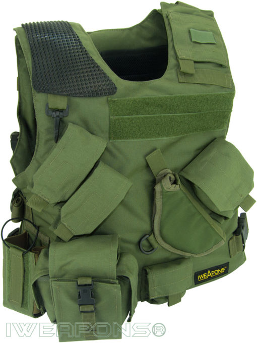 IWEAPONS® Combat Bulletproof Vest - Holster Model - Green - Right Hand