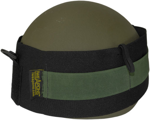 IWEAPONS® Black Elastic Commander Cover with Green Strap for Helmet