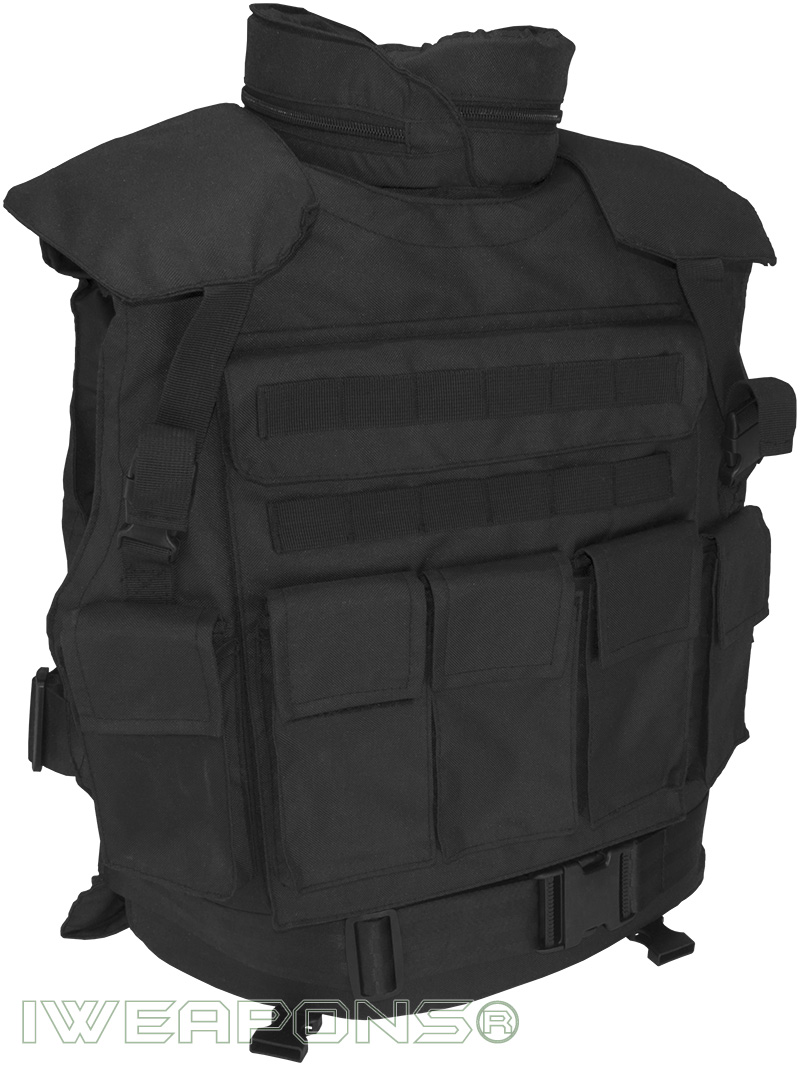 IWEAPONS® SWAT Tactical MOLLE Bullet Proof Vest with Neck