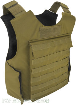 IWEAPONS® MOLLE External Bulletproof Vest IIIA / 3A with 25×30cm Pockets for Armor Plates - Tan